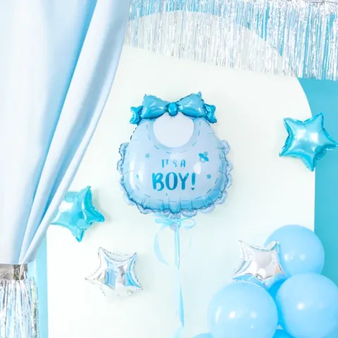 Balon foliowy Śliniak It's a boy Babyshower niebieski 53x62cm