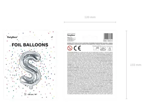 BALON foliowy Litera S 35 cm na POWIETRZE
