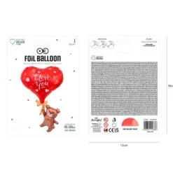 Balon foliowy Miś z sercem I love You 42x69 cm