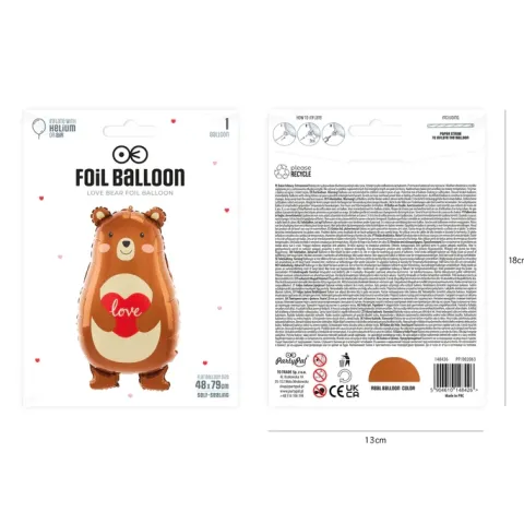 Balon foliowy Miś z sercem Love 48x79cm