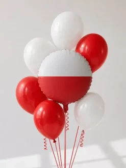 Balon foliowy okragły Flaga Polski 35 cm