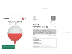 Balon foliowy okragły Flaga Polski 35 cm