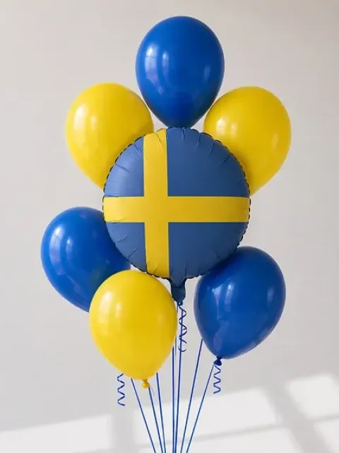 Balon foliowy okragły Flaga Szwecji 35 cm