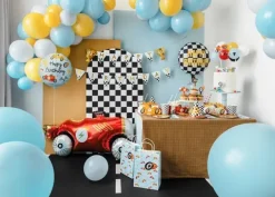 Balon foliowy okragły urodzinowy Happy Birthday Autka 35 cm