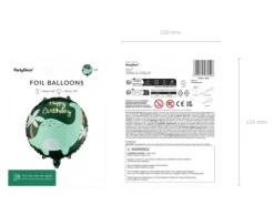 Balon foliowy okragły urodzinowy Happy Birthday Dinozaur 35 cm