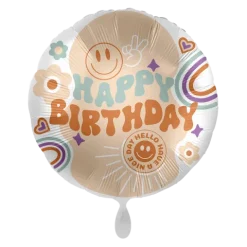 Balon foliowy okragły urodzinowy Happy Birthday 18 cali 43 cm