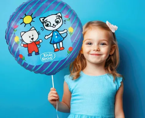 Balon foliowy okrągły Kicia Kocia i Nunuś 18 cali 1 szt.