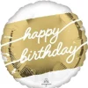 Balon foliowy okrągły urodzinowy Happy Birthday złoty Anagram 45 cm