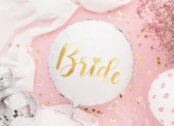 Balon foliowy okrągły złoty napis Bride wieczór panieński 18 cali