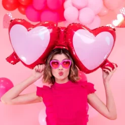 Balon foliowy okulary serca na Walentynki 110 x 45,5 cm