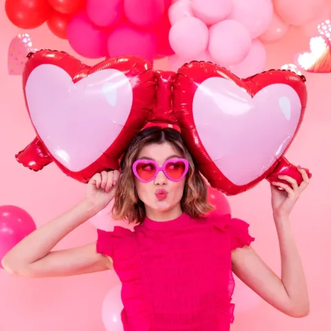 Balon foliowy okulary serca na Walentynki 110 x 45,5 cm