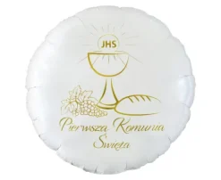 Balon foliowy Pierwsza Komunia Święta okrągły (kielich) 18"