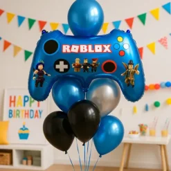 Balon foliowy Roblox w kształcie pada do gier – niebieski 67 x 65 cm