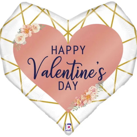 Balon foliowy serce geometryczny Happy Valentines Day 29 cali 73 cm