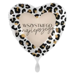 Balon foliowy serce w cętki Go Wild Wszystkiego Najlepszego 18 cali