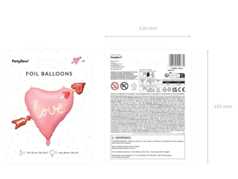 Balon foliowy Serce ze strzałą 76x55 cm