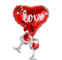 Balon foliowy Serce z kieliszkami 70 x 49 cm