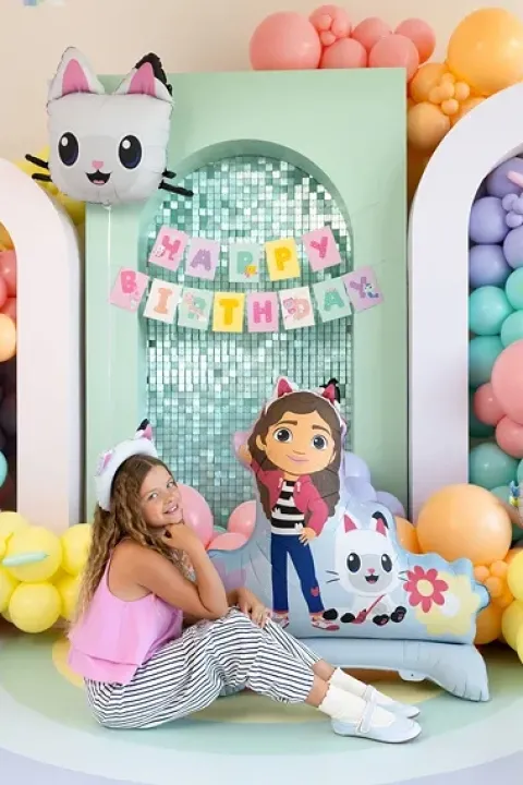 Balon foliowy stojący Koci Domek Gabi na powietrze 92x90.5 cm