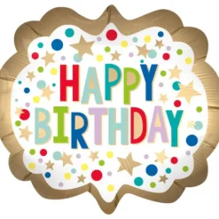 Balon foliowy urodzinowy HAPPY BIRTHDAY kropeczki 55 x 63 cm