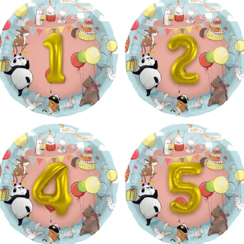 Balon Foliowy urodzinowy trójwymiarowy 56 cm + liczby 1-5