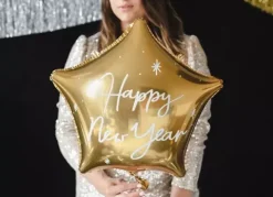 Balon foliowy ZŁOTY gwiazdka Happy New Year SYLWESTER 19"