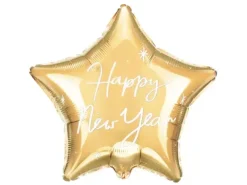 Balon foliowy ZŁOTY gwiazdka Happy New Year SYLWESTER 19"