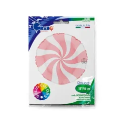 Balon Grabo 18'' Round Swirly White Matte Pink