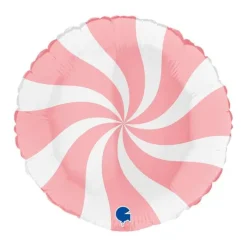 Balon Grabo 18'' Round Swirly White Matte Pink