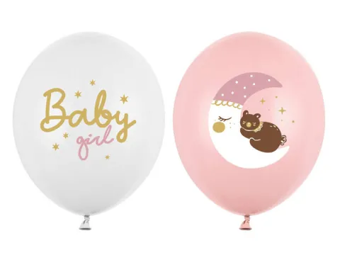 Balon gumowy Baby Girl księżyc różowy 30 cm 1 szt.