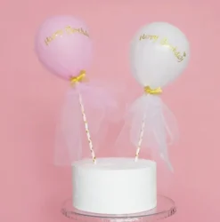 Balon gumowy Happy Birthday z tiulem i słomką