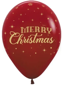Balon gumowy świąteczny Merry Christmas ze śnieżynkami Sempertex 12 cali 1 szt.