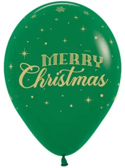 Balon gumowy świąteczny Merry Christmas ze śnieżynkami Sempertex 12 cali 1 szt.