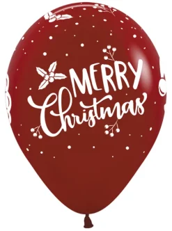 Balon gumowy świąteczny Merry Christmas z Mikołajem Sempertex 12 cali 1 szt.