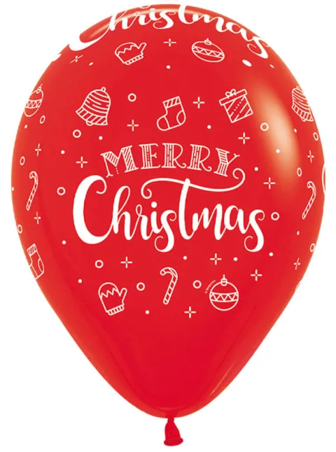 Balon gumowy świąteczny Merry Christmas Sempertex 12 cali 1 szt.