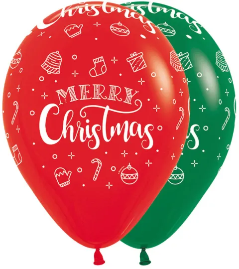 Balon gumowy świąteczny Merry Christmas Sempertex 12 cali 1 szt.