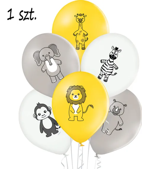 Balon JUNGLE ANIMALS Zwierzęta Dżungla 12 cali 1 szt.
