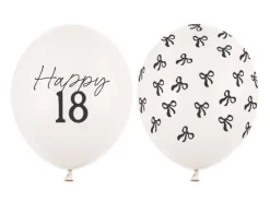 Balon lateksowy pastelowy Happy 18 1 sztuka 12 cali 30 cm Pastel Off-white z nadrukiem