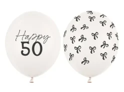 Balon lateksowy pastelowy Happy 50 1 sztuka 12 cali 30 cm Pastel Off-white z nadrukiem