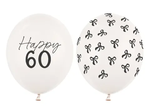 Balon lateksowy pastelowy Happy 60 1 sztuka 12 cali 30 cm Pastel Off-white z nadrukiem
