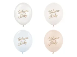 Balon lateksowy pastelowy Welcome Baby 1 sztuka 12 cali 30 cm niebieski mix