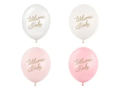 Balon lateksowy pastelowy Welcome Baby 1 sztuka 12 cali 30 cm różowy mix