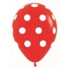 Balon Sempertex Czerwony w białe Kropki 12'' 1 szt