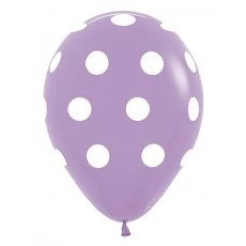 Balon Sempertex Fioletowy w białe Kropki 12'' 1 szt