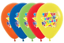 Balon Sempertex Happy Birthday Gwiazdka 12'' 1 sztuka Czerwony