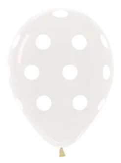 Balon Sempertex Transparentny w białe Kropki 12'' 1 szt