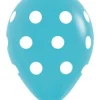 Balon Sempertex Turkusowy w białe Kropki 12'' 1 szt