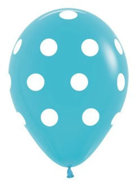Balon Sempertex Turkusowy w białe Kropki 12'' 1 szt
