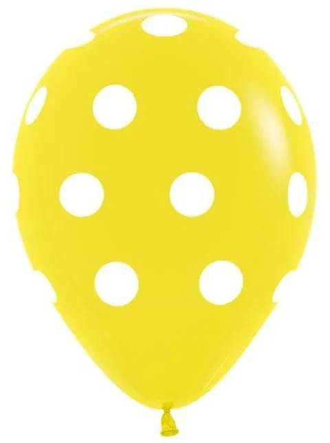 Balon Sempertex Żółty w białe Kropki 12'' 1 szt