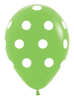Balon Sempertex Zielony w białe Kropki 12'' 1 szt