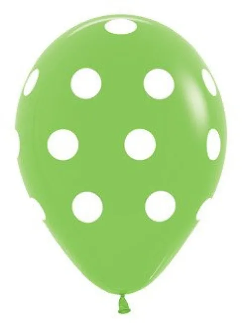 Balon Sempertex Zielony w białe Kropki 12'' 1 szt